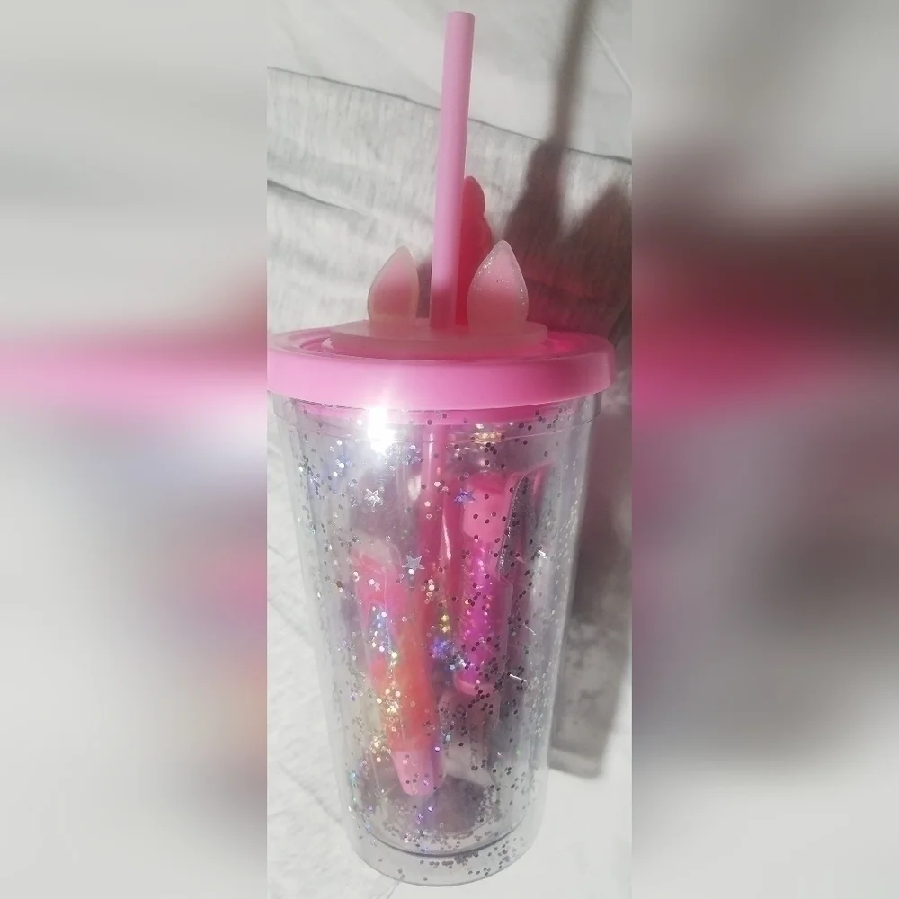 Justice Unicorn Long Sleeve Top Lipgloss Initial Tumbler